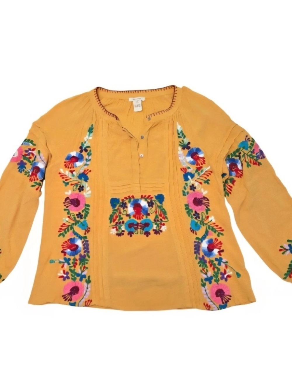Sundance Fabled Flower Vibrant Bohemian Embroidered Peasant Top Festival size M - Picture 4 of 12